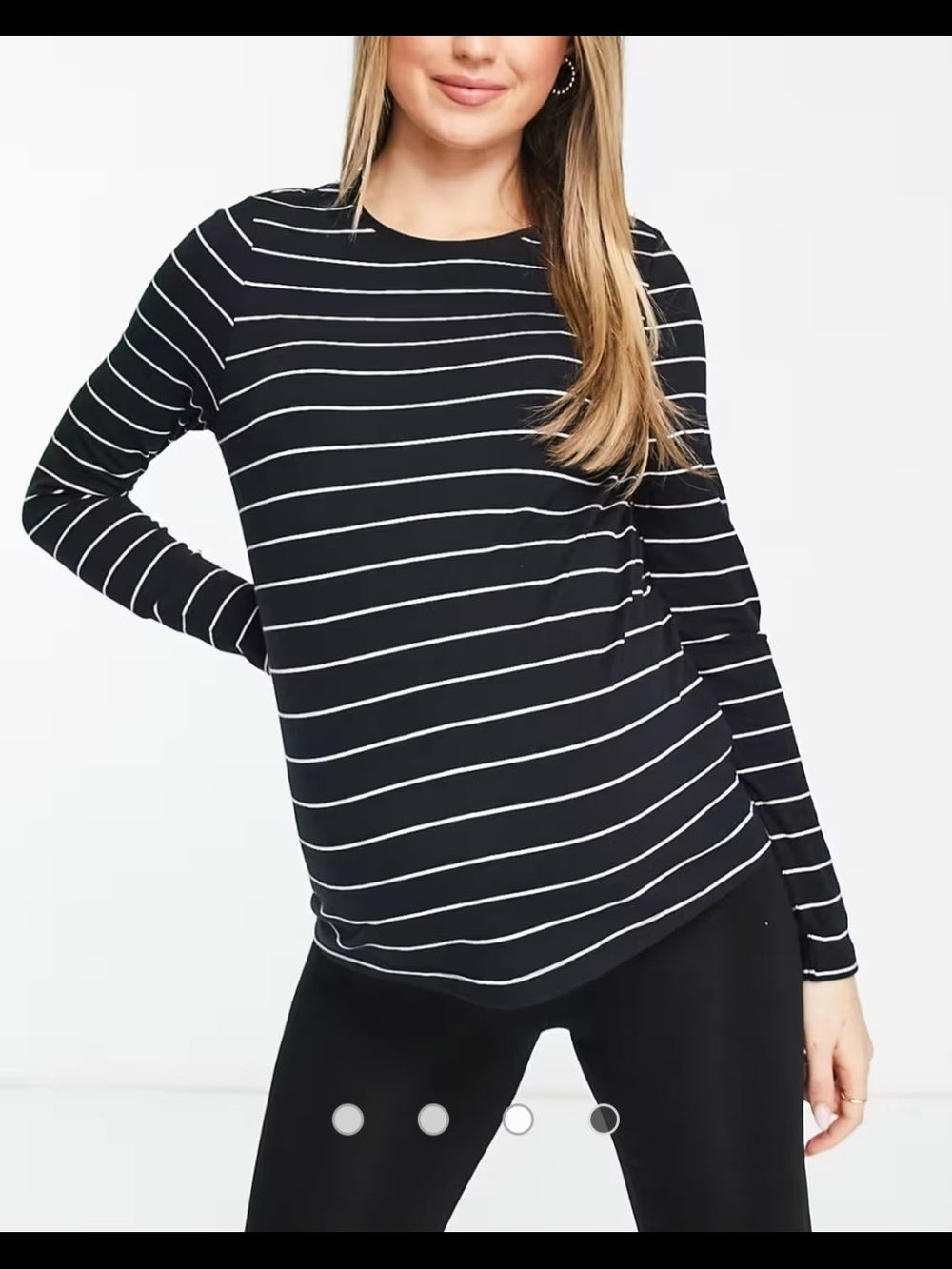 ASOS Maternity Black and White Striped Long Sleeve Shirt